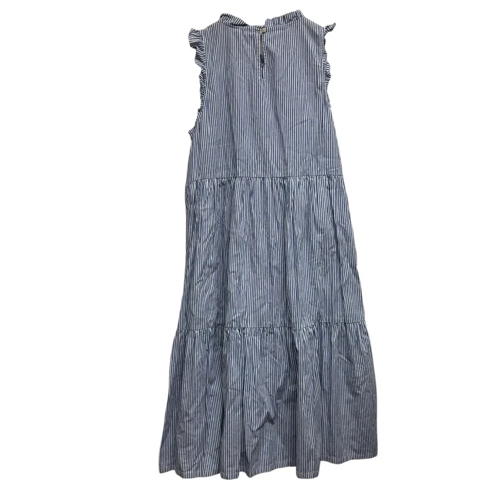J. Crew Tiered Midi Ruffle Dress Stripe